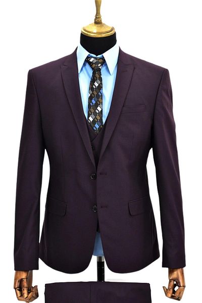BAGLAN Men's Burgundy Vest Suit - VPO-5171