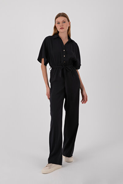 ONE8 Gömlek Yakalı Beli Bağcıklı Rahat Kesim Tulum