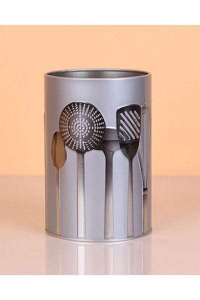 UCR HOME Γκρι μεταλλικό κυλινδρικό σχέδιο - Σετ σερβιρίσματος κουταλιού και τρυπητήρι Organizer