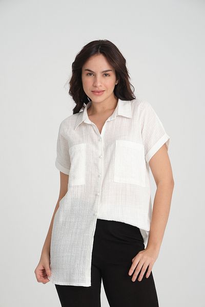 Dejabrew Jeans Large Size White Short Sleeve Shirt - a008