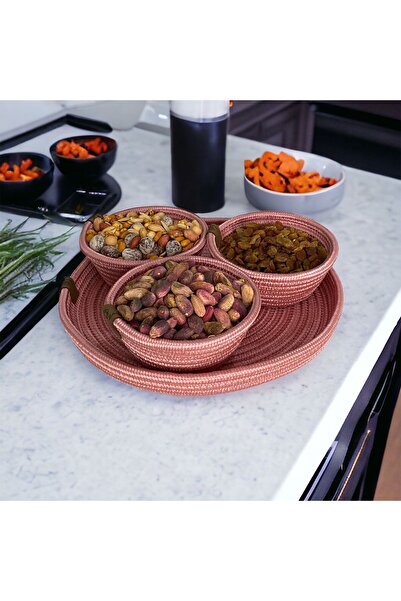 ModaCardin Набір з 3-х джутових кошиків для подачі печива та кондитерських виробів - з підносом