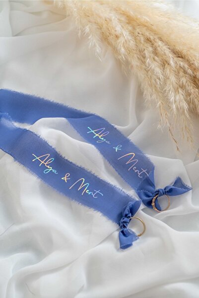 Renna Parıltılı Yazılı Nişan & Söz Yüzük Kurdelesi Kişiye Özel Kumaş Kurdele