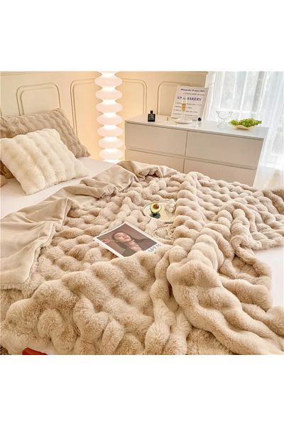 baladı home ev tekstil home collection مفرش سرير قطيفة سميك فردي - بطانية 155 × 200 سم + 1 كيس وسادة