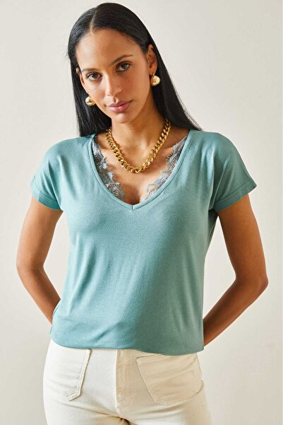 ZTO V-Neck Lace Detailed Women's Blouse