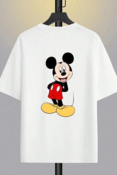 JoneBase تي شيرت قطني كبير الحجم مطبوع عليه ميكي ماوس للجنسين