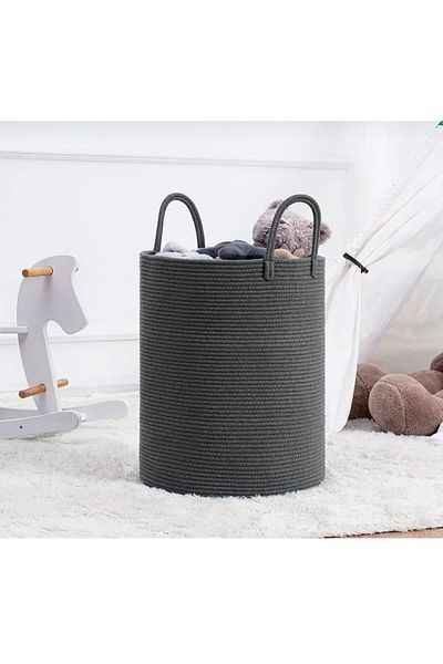 ModaCardin Wicker Jute Basket Organizer - Toy and Laundry Basket