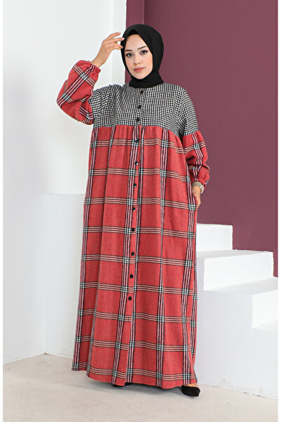 sefamerve صوف منقوش باللون الأسود العنابي - 23K8837-02