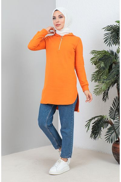 sefamerve Orangefarbenes Kapuzen-Sweatshirt 1990-04