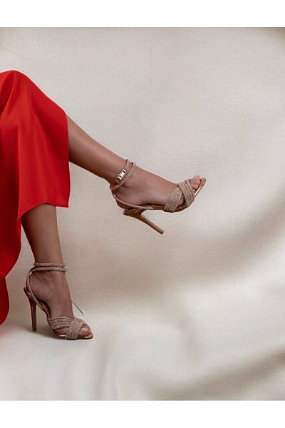 runa shoes Stone Detailed Ankle Strap Heeled Shoes