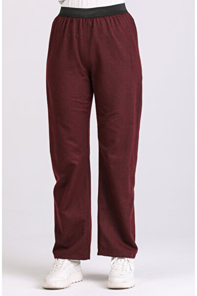 sefamerve Burgundy Women's Wool Viscose Hiking Pants
