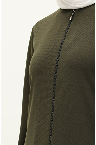 sefamerve Khaki Ferace - Zippered and Pocketed, Model 6666-10