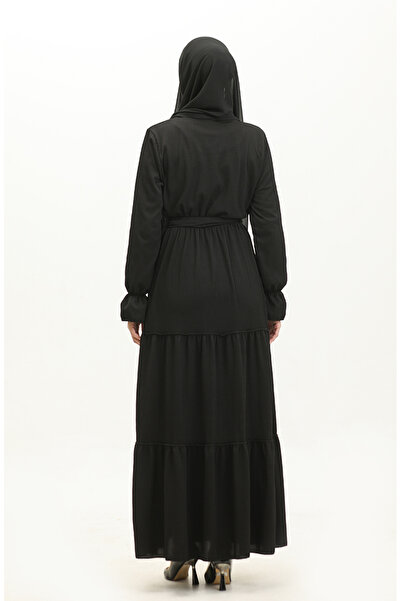 sefamerve Černé dvouvrstvé paměťové šaty - NZR003B-04