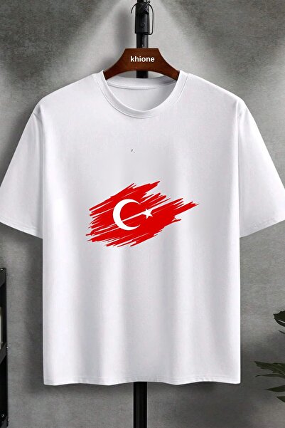 JoneBase تي شيرت بتصميم علم تركي للجنسين مقاس كبير 100% قطن