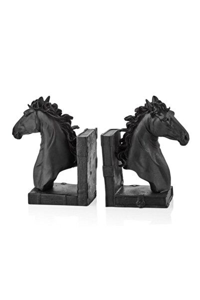 SNM Home Decoration Μαύρη διπλή βάση βιβλίων από πολυεστέρα με φιγούρα αλόγου