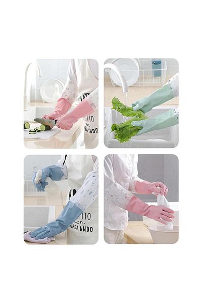 HB LİFE Practical Hot Dishwashing Glove Durable Long Waterproof Rubber Dish and Cleaning Glove