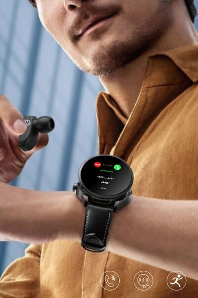 Genel Markalar Bluetooth Kulaklıklı 2si 1 Arada Gps/nfc/siri Destekli Deri Kordonlu Watch Akıllı Saat