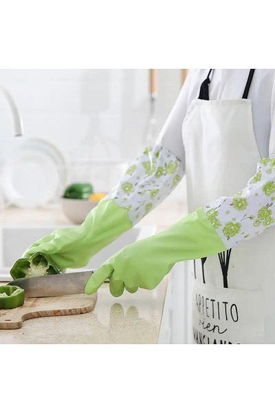 HB LİFE Practical Hot Dishwashing Glove Durable Long Waterproof Rubber Dish and Cleaning Glove