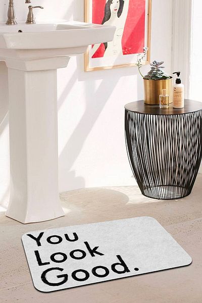 PINKIE HOME Digital Printing Non-Slip Base You Look Good Black Bath Mat Double Toilet Set (40x60) (60x100)-p2