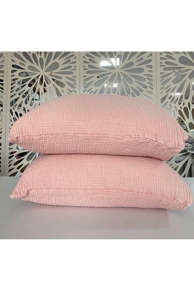 YASEMİNİNEVİ Powder Color Muslin Pillow Case