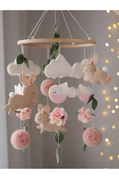 FN (MÜZİKSİZ)beşik Dönencesi Beşik Yanı Süsü Bebek Çocuk Oyuncak Doğal Unisex...