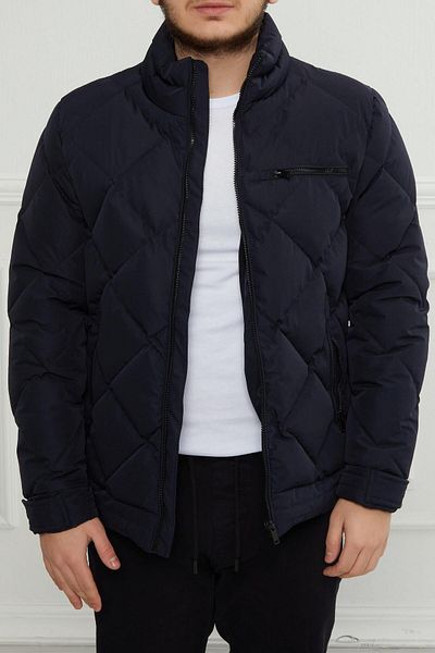 PIQUE Hscstore Ανδρική τσέπη με φερμουάρ με λεπτομέρειες Navy Blue Coat- MINAS