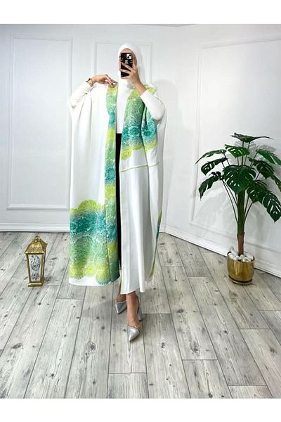 fiore fashion Large Size Clothing - White Kaftan Abaya, Islamic Ferace, Bisht Thick Fabric Suitable for Size 38-46