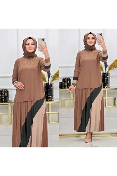 MODAMÜNASİP Wonderful Sandy Skirted Double Set