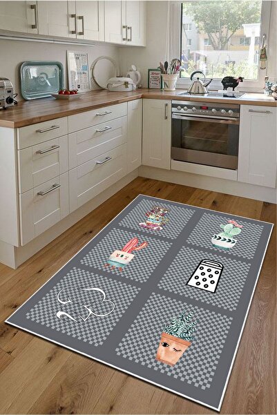 PINKIE HOME Dijital Baskılı Kaymaz Taban Makinede Yıkanabilir Şef Desenli Ant...