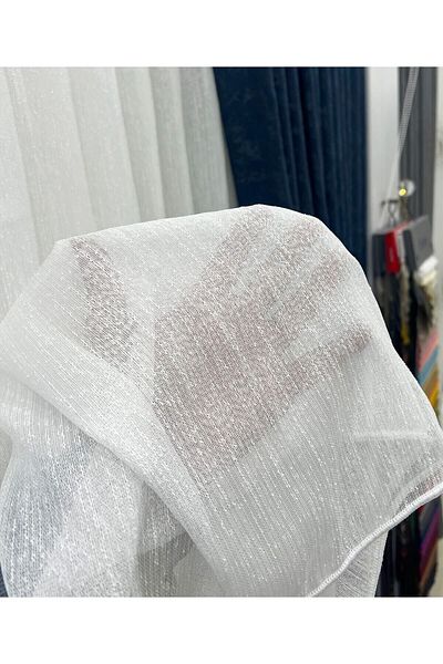 FİENS Short Slub Linen Tulle Curtain Don't Want Ironing 1e 2layer Pleated