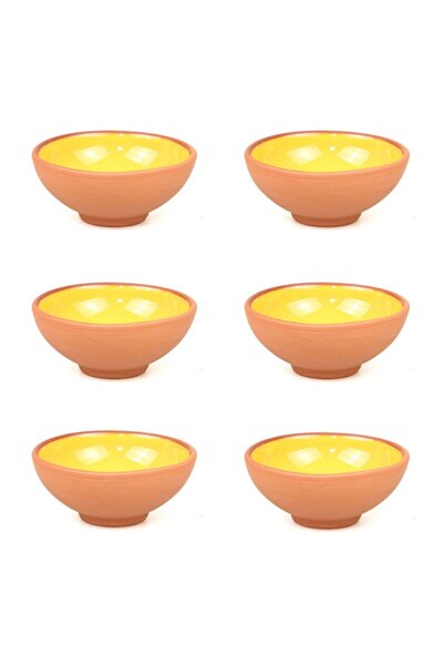 Kapadokya Çömlekçilik Yörem Çömlekçilik 6 Parça Sarı Sırlı Çömlek Toprak Kase