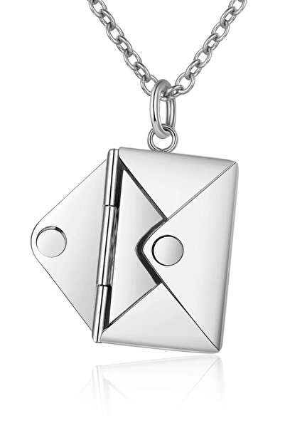 Herşey Nota Açılabilir Aşk Mektup Model Gümüş Kaplama 316L Paslanmaz Çelik Kolye