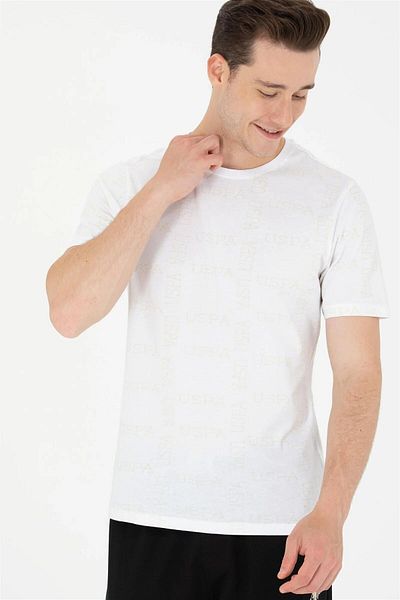 U.S. Polo Assn. ΒΑΣΗ. POLO ASSN. - Ανδρικό μπλουζάκι με λευκή λαιμόκοψη
