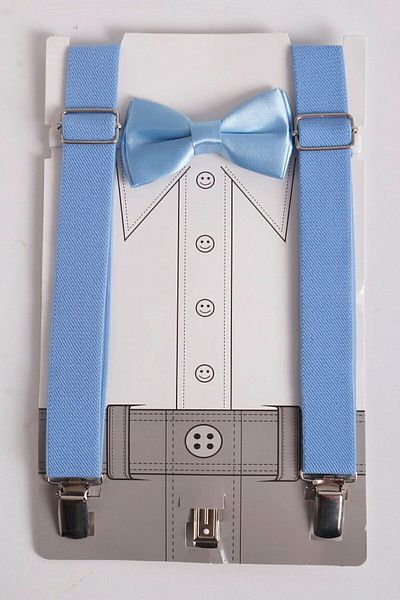 Zaves Set cu bretele și papion pentru pantaloni pentru copii Baby Blue