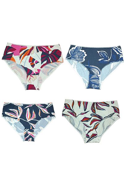 Dennis Denise Pack of 4 Patterned Colorful Women's Slip Panties