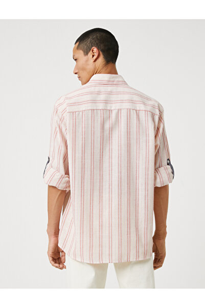 Koton Szőtt ing klasszikus gallérral, gombos felhajtható ujjú részlet