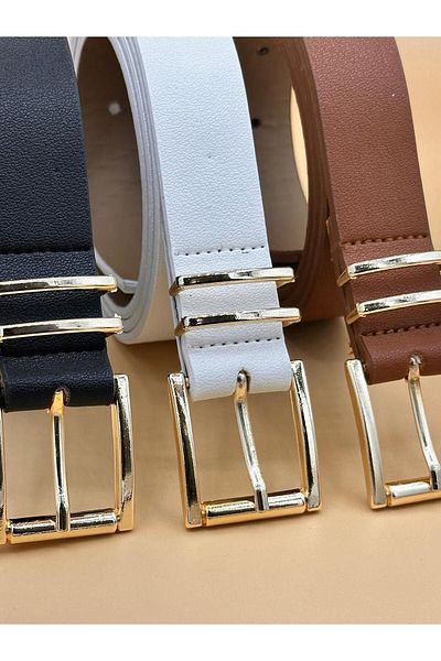 Des'ree Kemer Set of 3 Square Buckle Bridged Women's Pants/Jackets/Dresses/Shirt Belt