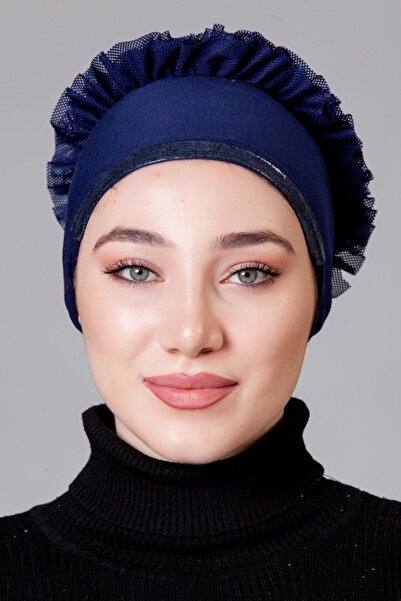 nanak Lacivert Likralı Fırfırlı Kaymayan Bone