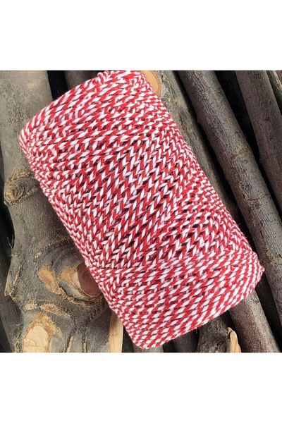 Kezban Tekstil Red White Christmas Wrapping Twine Gift Wrapping Twine 200 Meters Marteniçka Twine Twine Baker