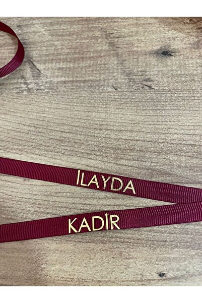Renna 1 Cm Ince Yüzük Kurdelesi Kişiye Özel Altın Yaldızlı Yazılı Nişan&söz K...
