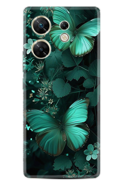 INFINIX Zero 30 4G Kılıf Desenli Baskılı Silikon Green Butterflys STK:44