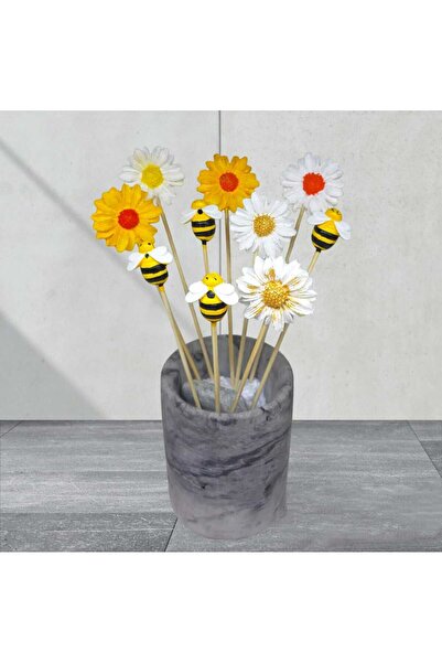 Dodemert Home Papatya & Arı Saksı Dibi Süsleri & Teraryum Obje 6 Adet