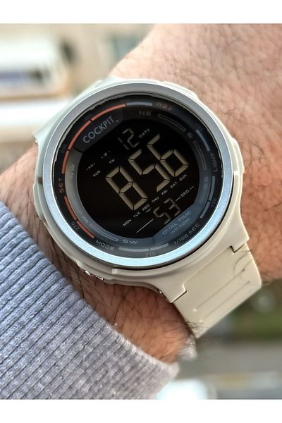 Cockpit Brand Suitable for Marine Use, Silicone Strap, Illuminated, Stopwatch, Digital Men's Wristwatch