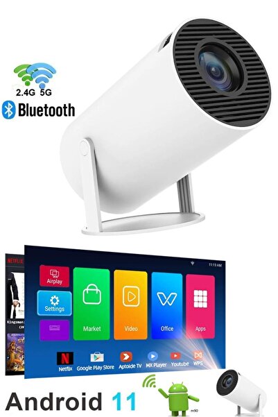M90 Taşınabilir Sinema Projektörü 1280 * 720P Ev Sineması Bluetooth Android 11 Akıllı Projeksiyon Wifi