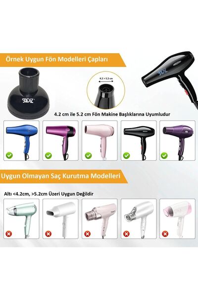 bydiz Vigo Profesyonel Fön Makineleri Için Difüzör Wigo Başlık (4.2 Cm Ile 5.2 Cm Fön Makinesine Uyumlu)