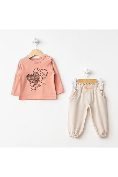 Baby Fou Orange Flower Printed 3-Piece Coat Set
