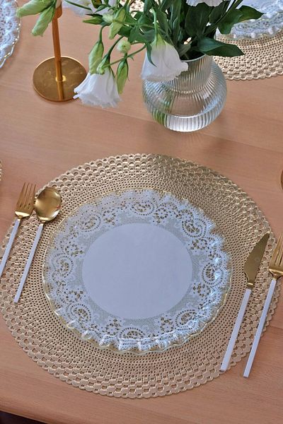 Glore Gold Gilded Glass Serving Plate for 6 People - Marche Set