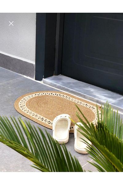 ModaCardin Door Front Jute Wicker Mat - Toilet Seat and Countertop Design