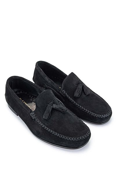 D LEPORI Men's Genuine Leather Black Suede Loafer - D.LEPORI