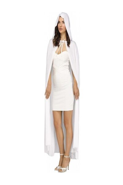 KOSTÜMCE Kapüşonlu Beyaz Pelerin