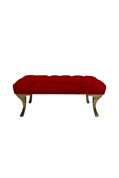 Ünüvar Konsept Puf Bench Kırmızı - Gold Ayak